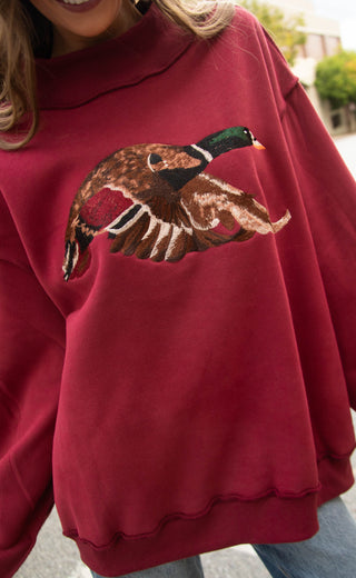 mallard embroidered mockneck - burgundy