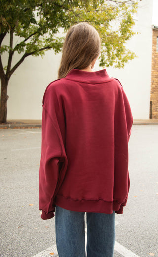 mallard embroidered mockneck - burgundy