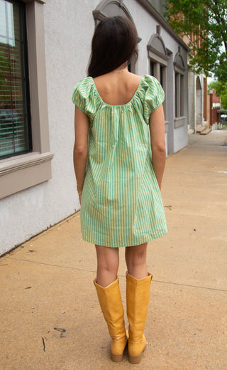 summer candy striped babydoll dress - green