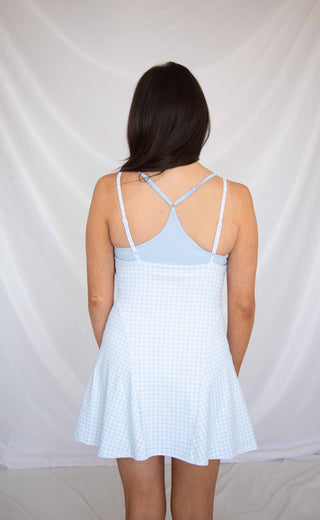 make a wish gingham dress - blue