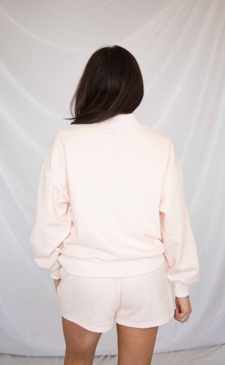 party on mock neck lounge set - blush