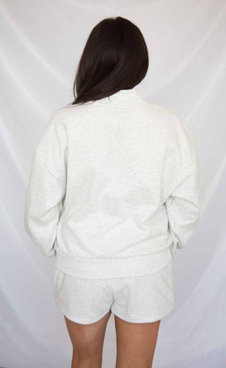 party on mock neck lounge set - white melange