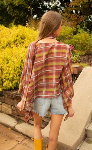 slight of hand plaid poncho