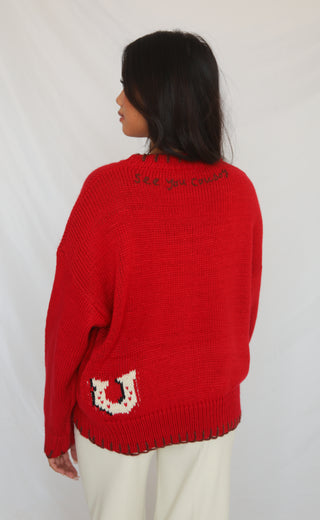see you cowboy sweater - cherry