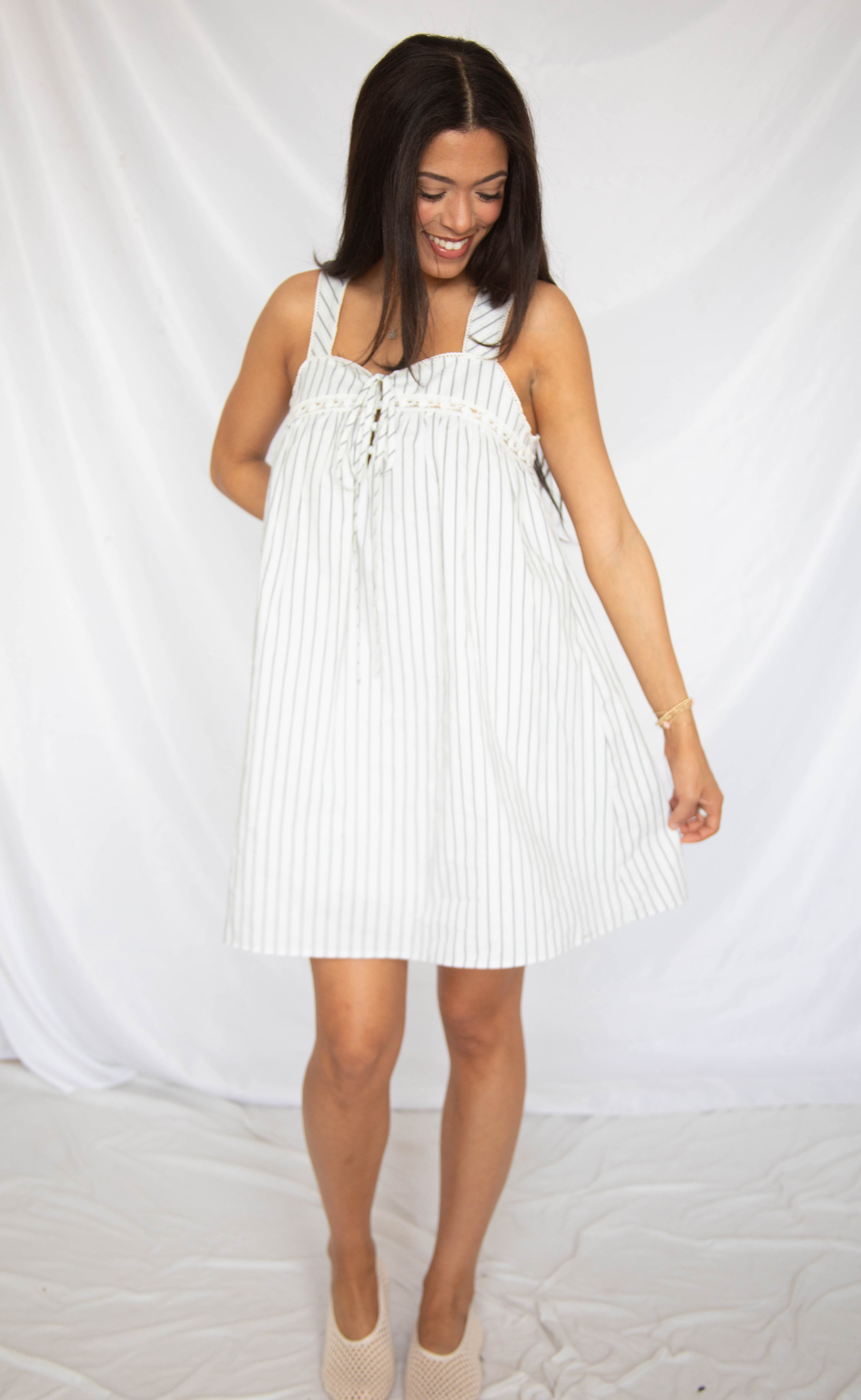 just like you cotton babydoll mini dress, Medium