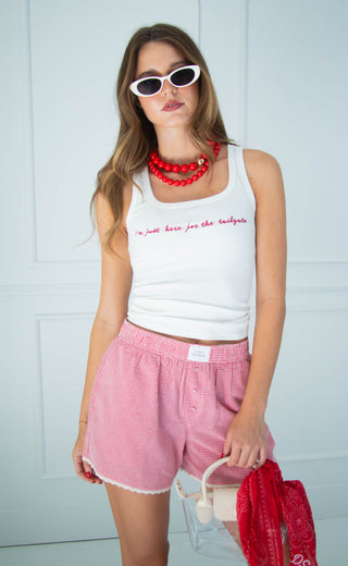 just here for the tailgate embroidered tank