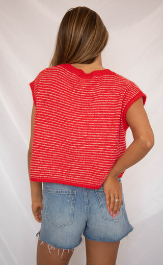 for my whole life sleeveless cardigan - red