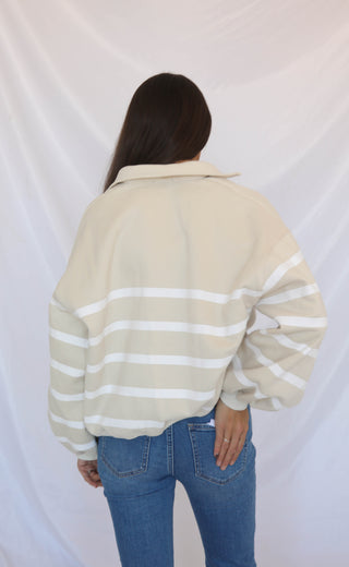 keep on stripe pullover - taupe