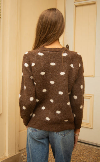 just want you polka dot cardigan - coffee