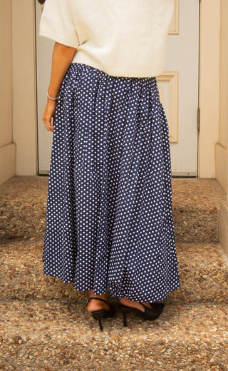 moonlight moment polka dot maxi skirt