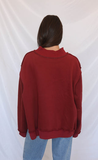dilly dally mock neck sweatshirt - burgundy