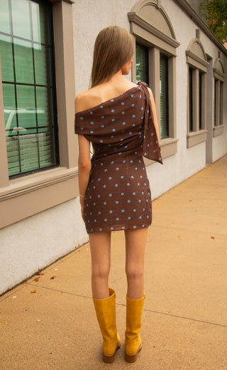 teal me out polka dot mini dress