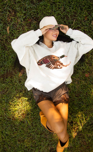 mallard embroidered mock neck