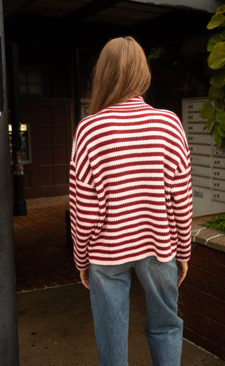 along for the ride stripe pullover -  pink