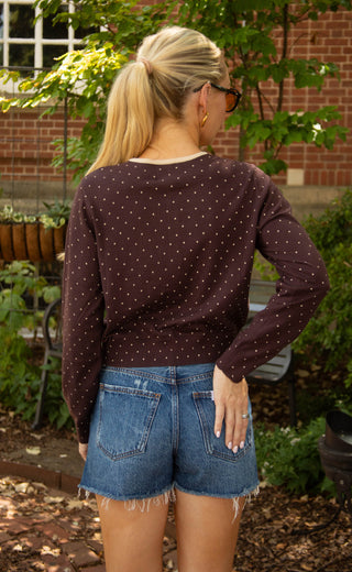 soft light polka dot cardigan - brown