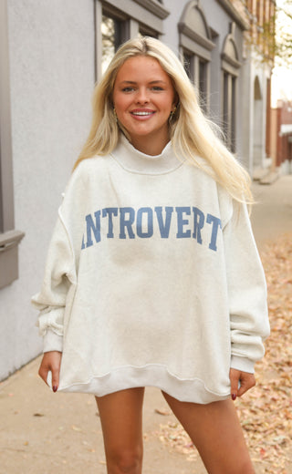 introvert / extrovert reversible mock neck sweatshirt