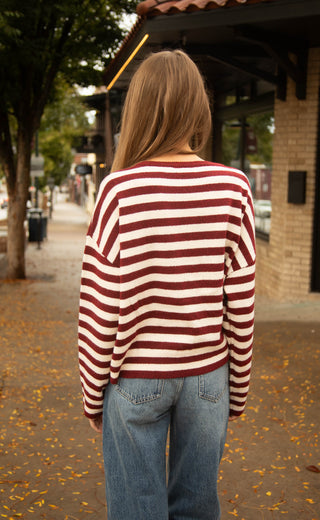 talk to me striped cardigan