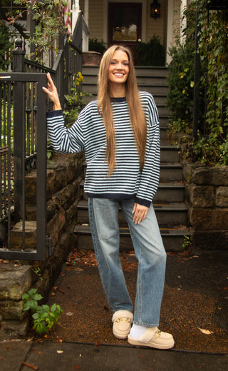 feel the blues stripe sweater
