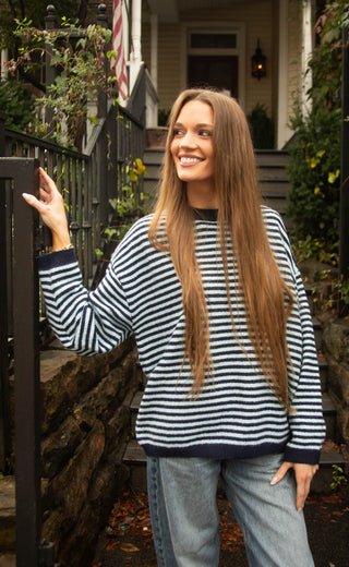 feel the blues stripe sweater