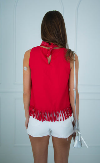 on the other side fringe hem top