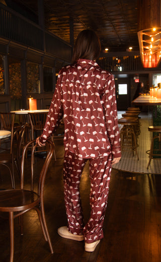 show me your mumu: classic pj set - red wine silky
