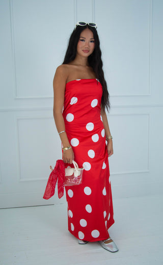 saturday stunner strapless maxi dress