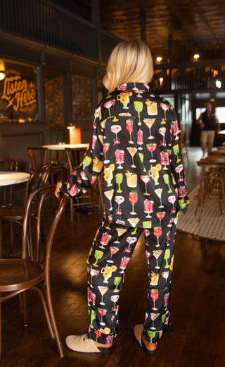 show me your mumu: classic pj set - holiday cocktails silky