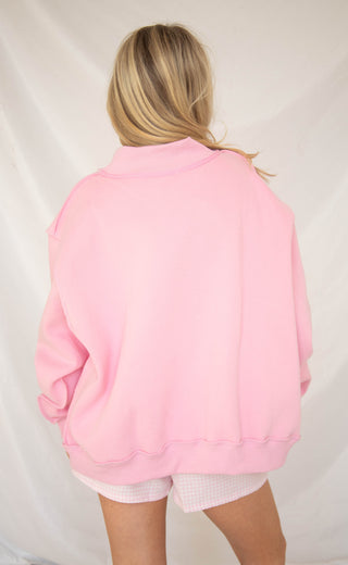 Jesus embroidered mock neck - pink