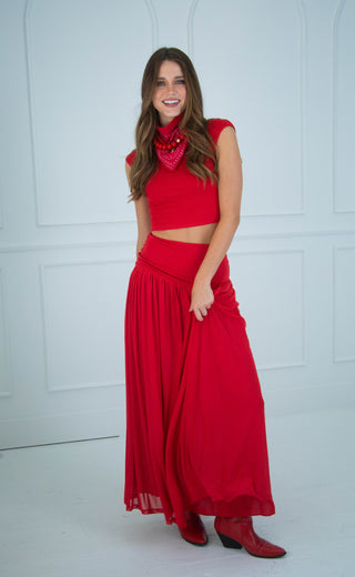 elodie the label: darya skirt - coral red