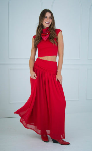 elodie the label: darya skirt - coral red