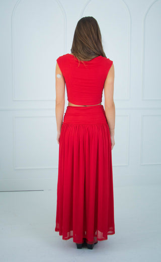elodie the label: darya skirt - coral red