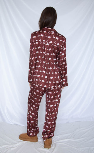 show me your mumu: classic pj set - red wine silky
