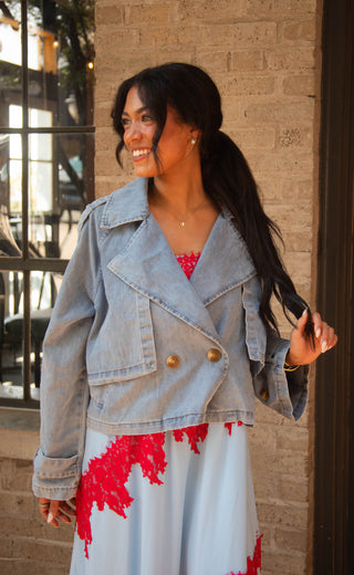 just my luck oversized demin jacket