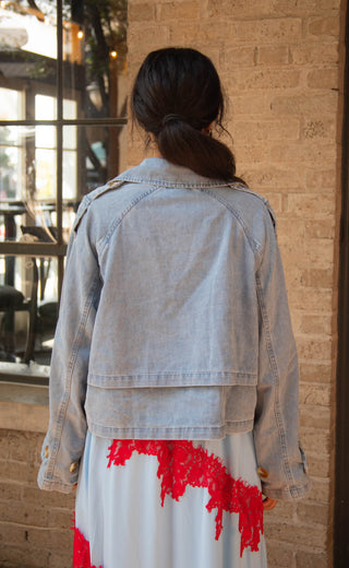 just my luck oversized demin jacket