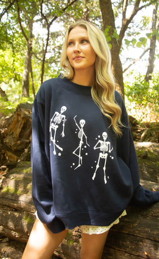friday + saturday: dancing skeletons mockneck