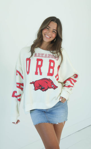 arkansas razorbacks classic boxy crewneck