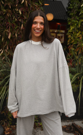 daydreaming striped fleece top