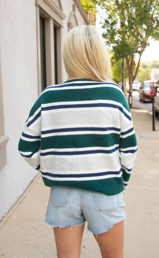 one of those striped cardigan - green