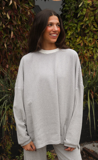 daydreaming striped fleece top