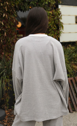 daydreaming striped fleece top