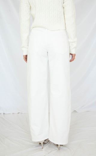 z supply: remi high rise bowed wide leg jeans - cloud