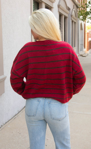 beat of your heart cardigan - red brown stripe