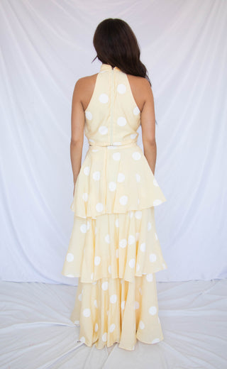 time goes on polka dot set - yellow
