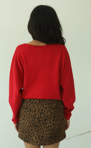 caught my eye sweater cardigan - red