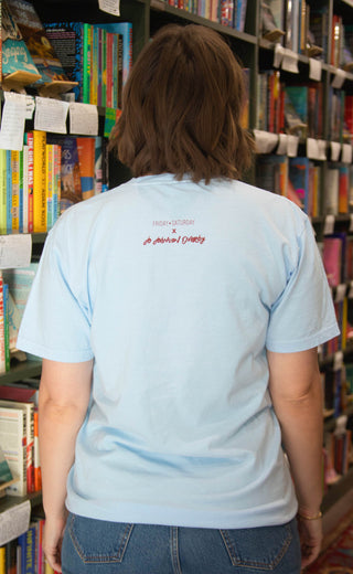 friday + saturday x jo johnson overby: meet me at the bookstore tee