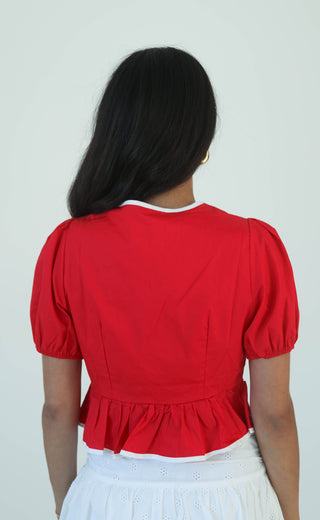 puff piece tie front top