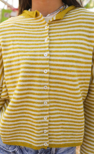 beat of your heart cardigan - yellow stripe