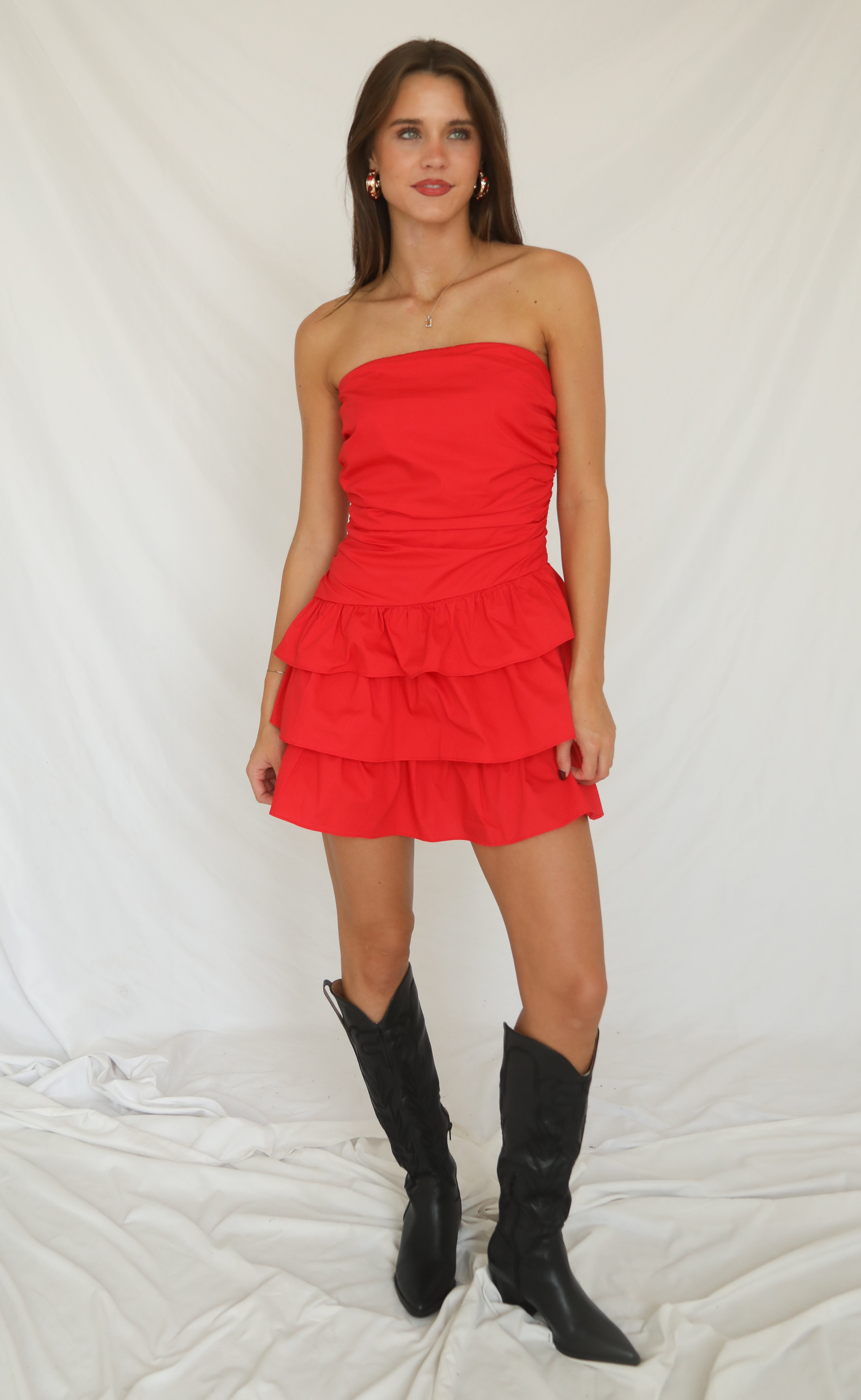 red rush dress Ruffle Rush Tiered Mini Dress Red / Small (0/2)