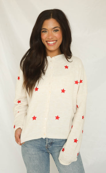 beat of your heart cardigan - red star – Riffraff