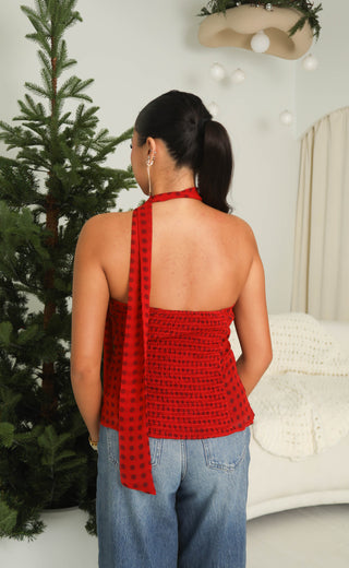love is a curse polka dot halter top